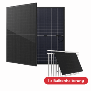 Solarmodul 460 W, Full-Black, Glas-Glas | Mit bifacialer N-Type TopCon Technologie für maximale Erträge (23,02 %) | Komplett-Set inkl. Balkonhalterung