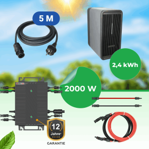 Marstek B2500-D 2,24 kWh LiFePO4 Speicher mit Paket.ag HSEU-2000D WiFi Wechselrichter & 5m Schuko-Kabel