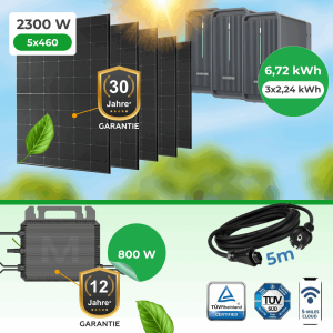 Balkonkraftwerk 2300W Komplettset mit 6,72 kWh Marstek Speicher & Marstek M2-800 Wechselrichter