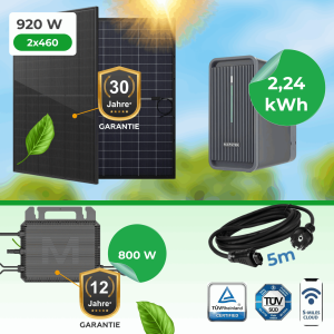 Balkonkraftwerk 920W Komplettset mit 2,24 kWh Marstek B2500D Speicher & Marstek M2-800 Wechselrichter