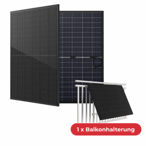 Solarmodul 460W Full Black Glas-Glas N-TOPCon Bifazial – PV Modul 23,02% Wirkungsgrad inkl. Balkonhalterung